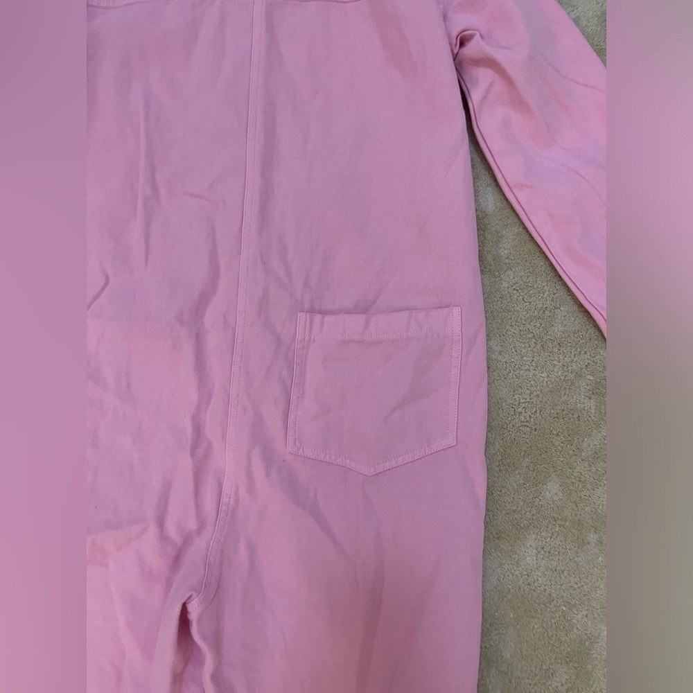 Ascot & Hart pink ribbed embroidered peace sign snap button jumpsuit size small - Picture 7 of 10